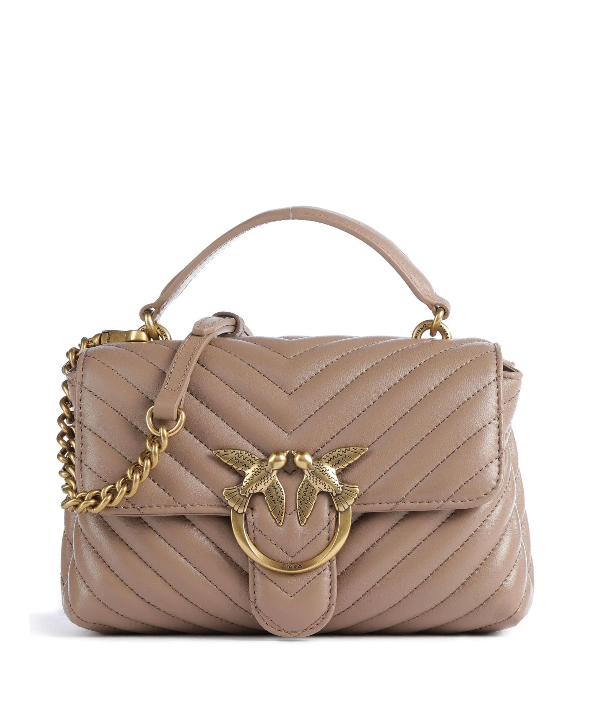  Pinko Love Lady Puff Mini Borsa a tracolla pelle di pecora marrone chiaro  