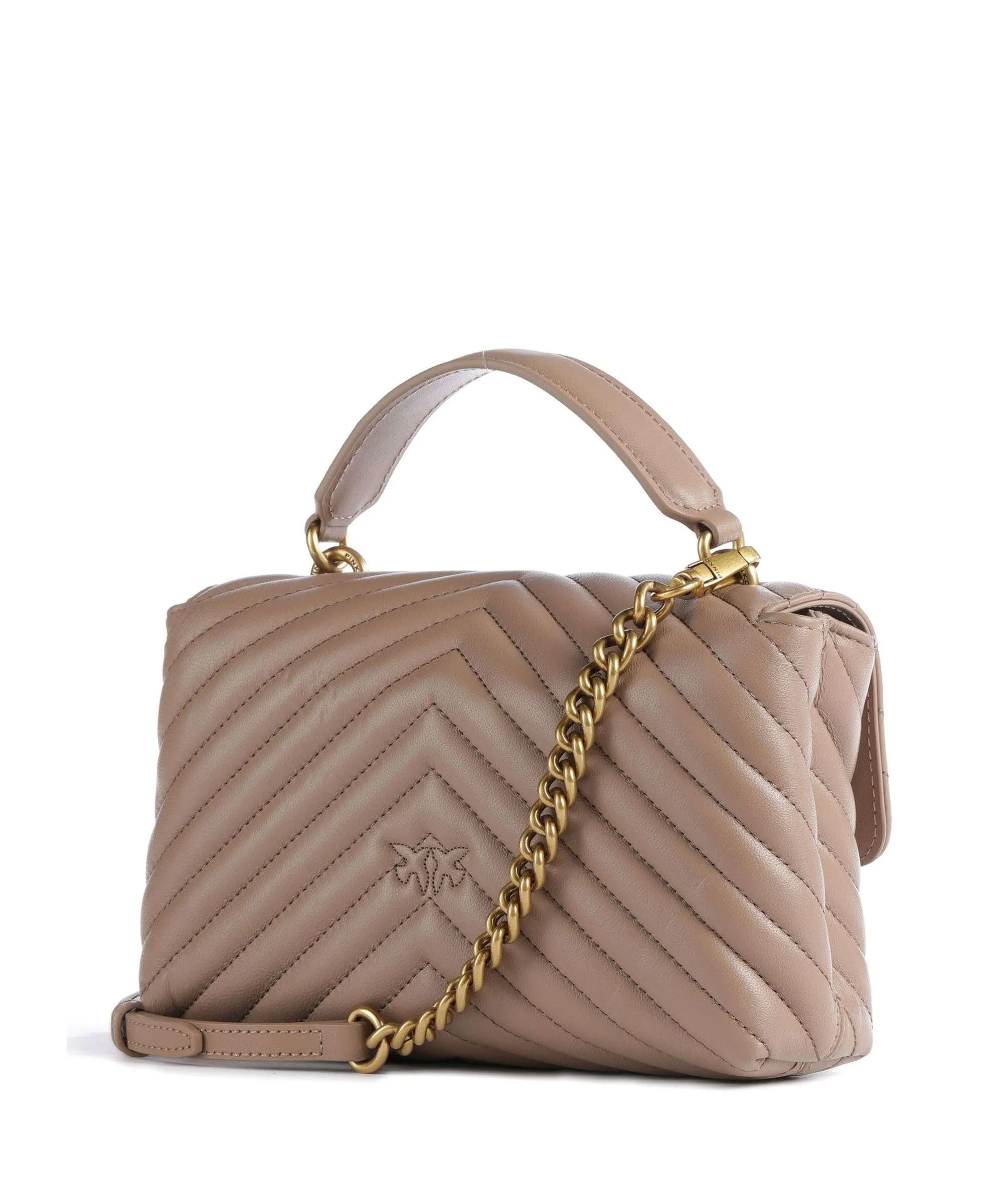  Pinko Love Lady Puff Mini Borsa a tracolla pelle di pecora marrone chiaro  