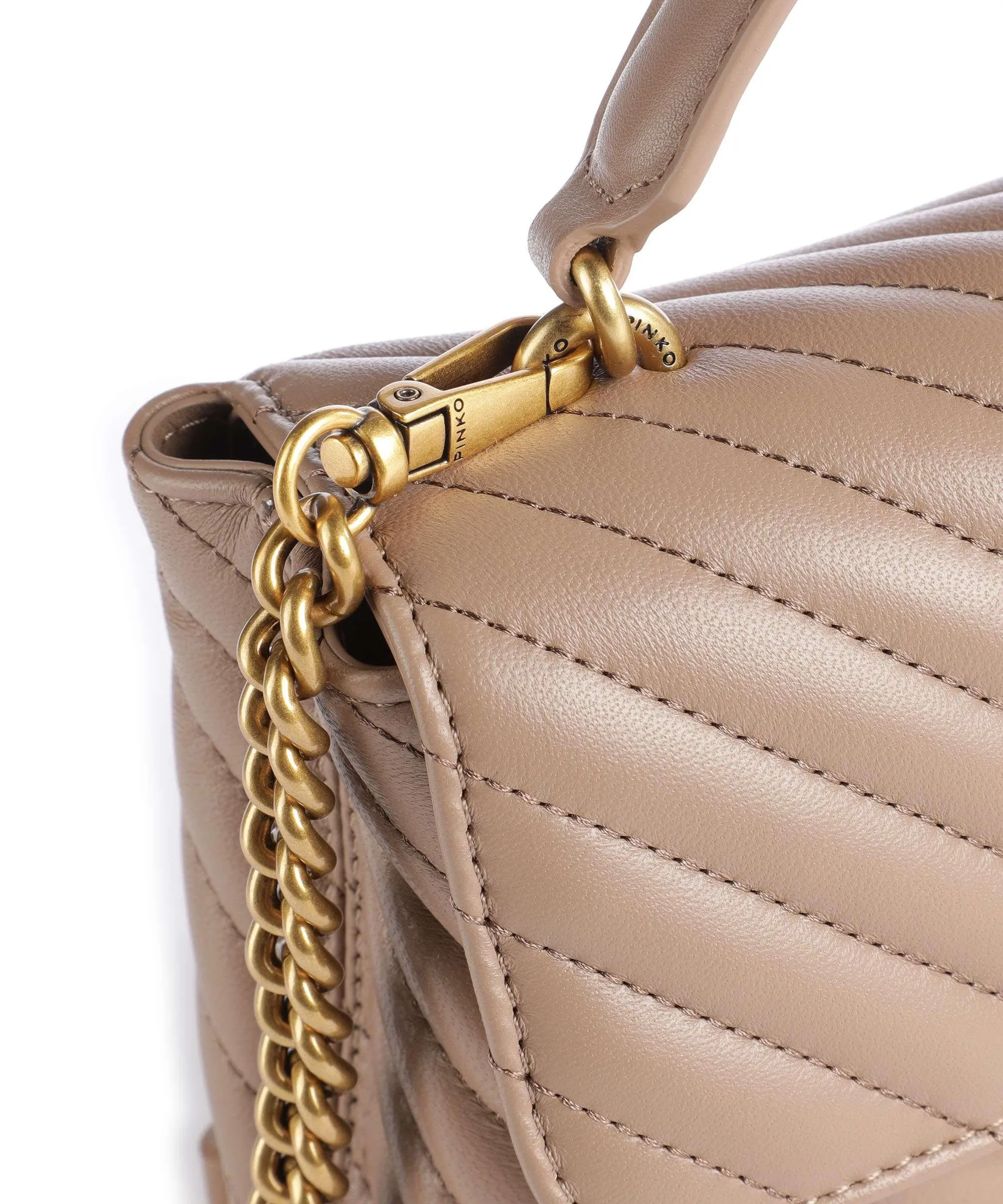  Pinko Love Lady Puff Mini Borsa a tracolla pelle di pecora marrone chiaro  