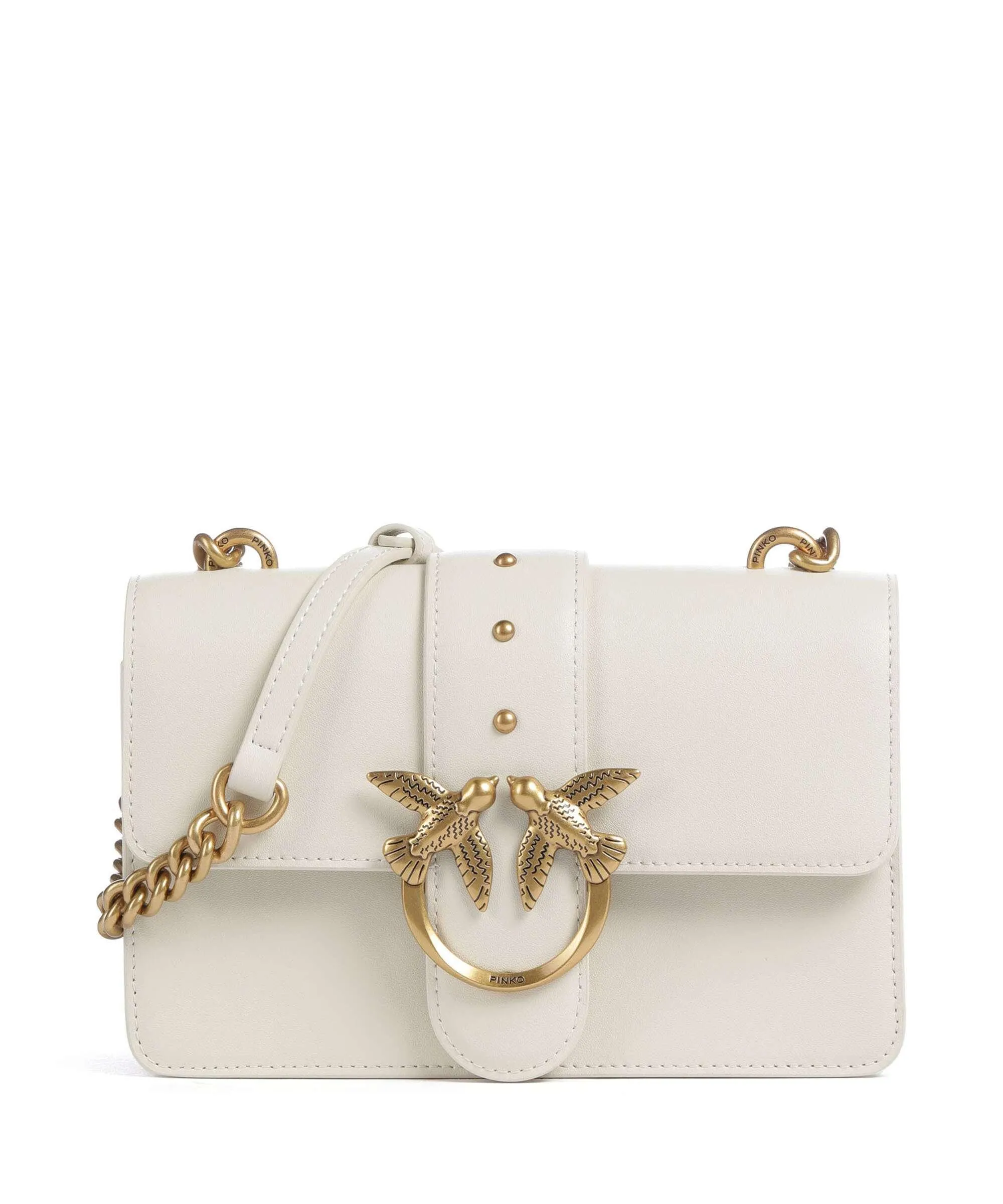  Pinko Love One Mini Borsa a tracolla pelle di vitello finemente grana avorio  