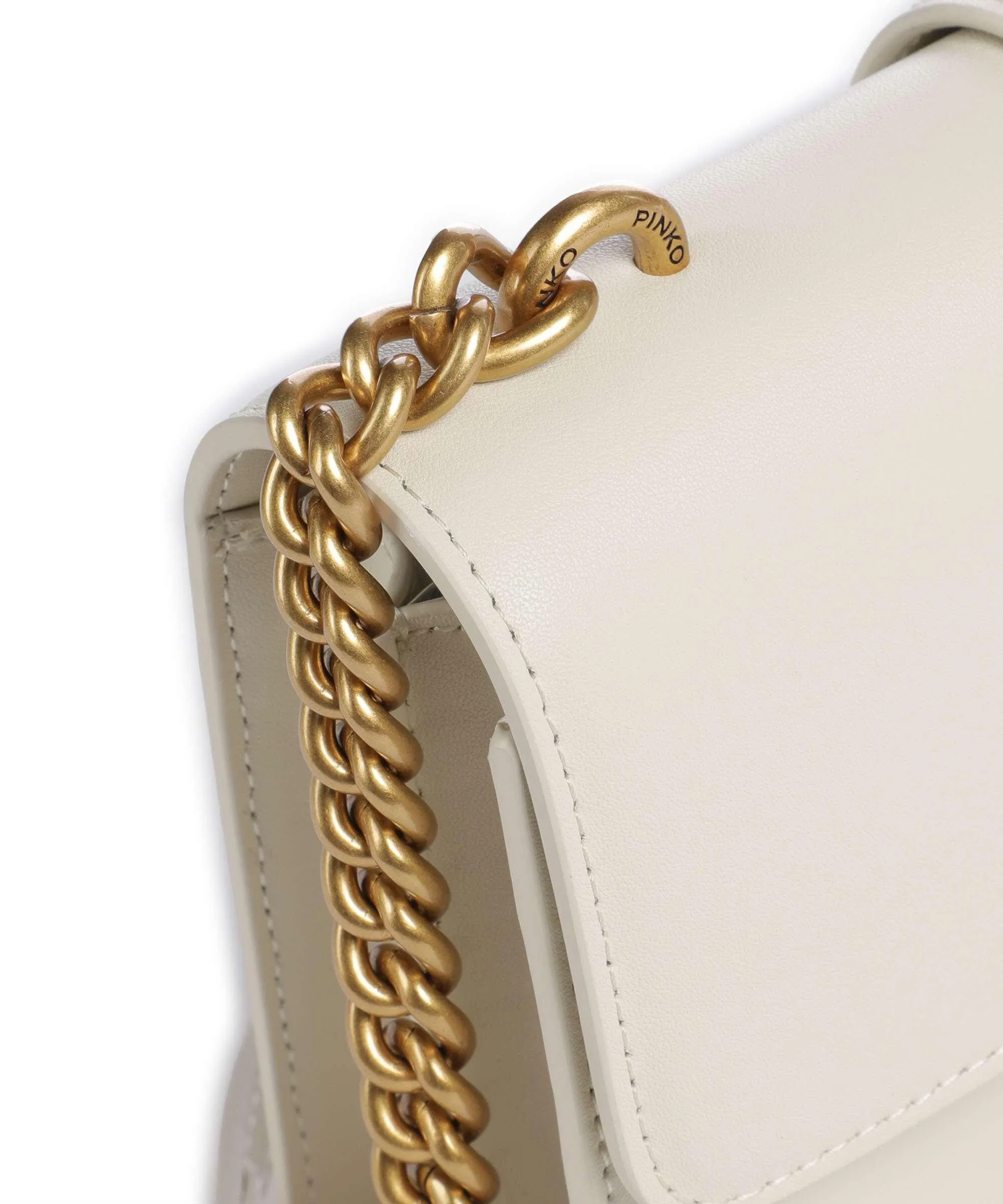  Pinko Love One Mini Borsa a tracolla pelle di vitello finemente grana avorio  