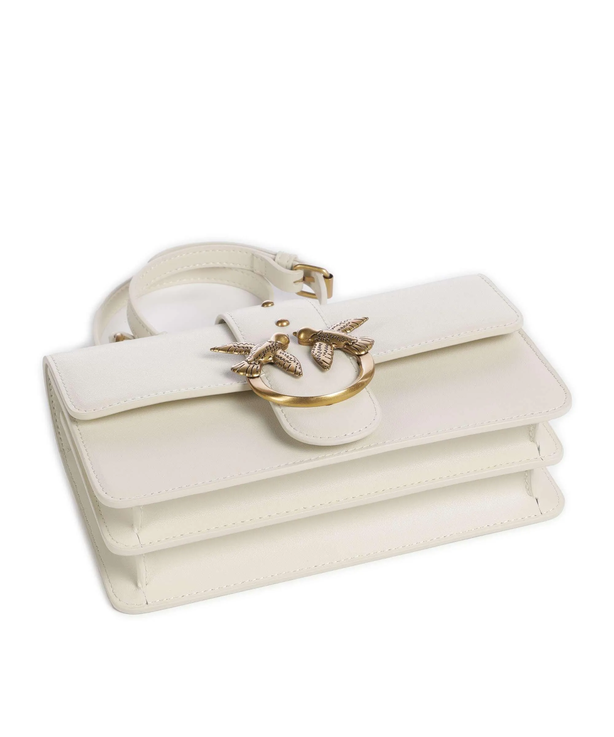  Pinko Love One Mini Borsa a tracolla pelle di vitello finemente grana avorio  