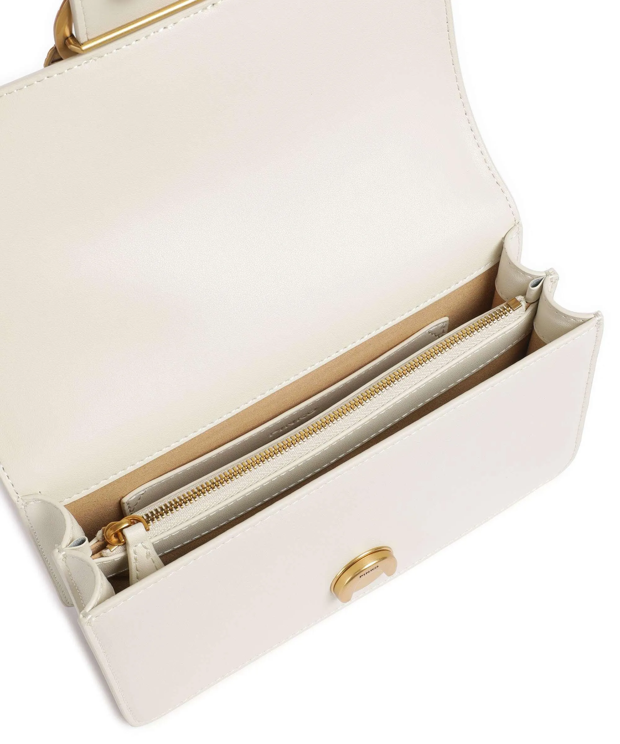  Pinko Love One Mini Borsa a tracolla pelle di vitello finemente grana avorio  