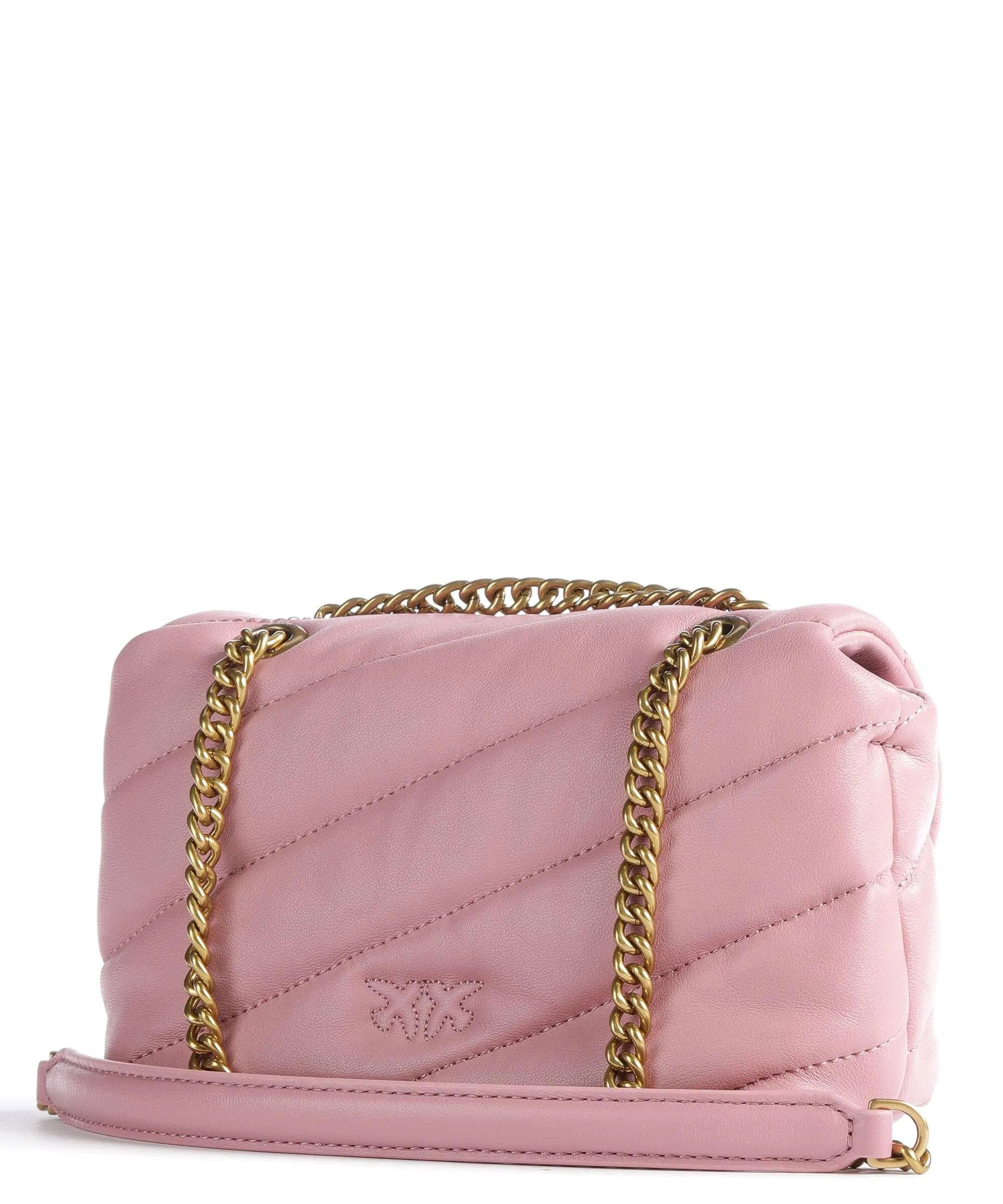 Pinko Love Puff Baby Borsa a spalla pelle di pecora rosa antico  
