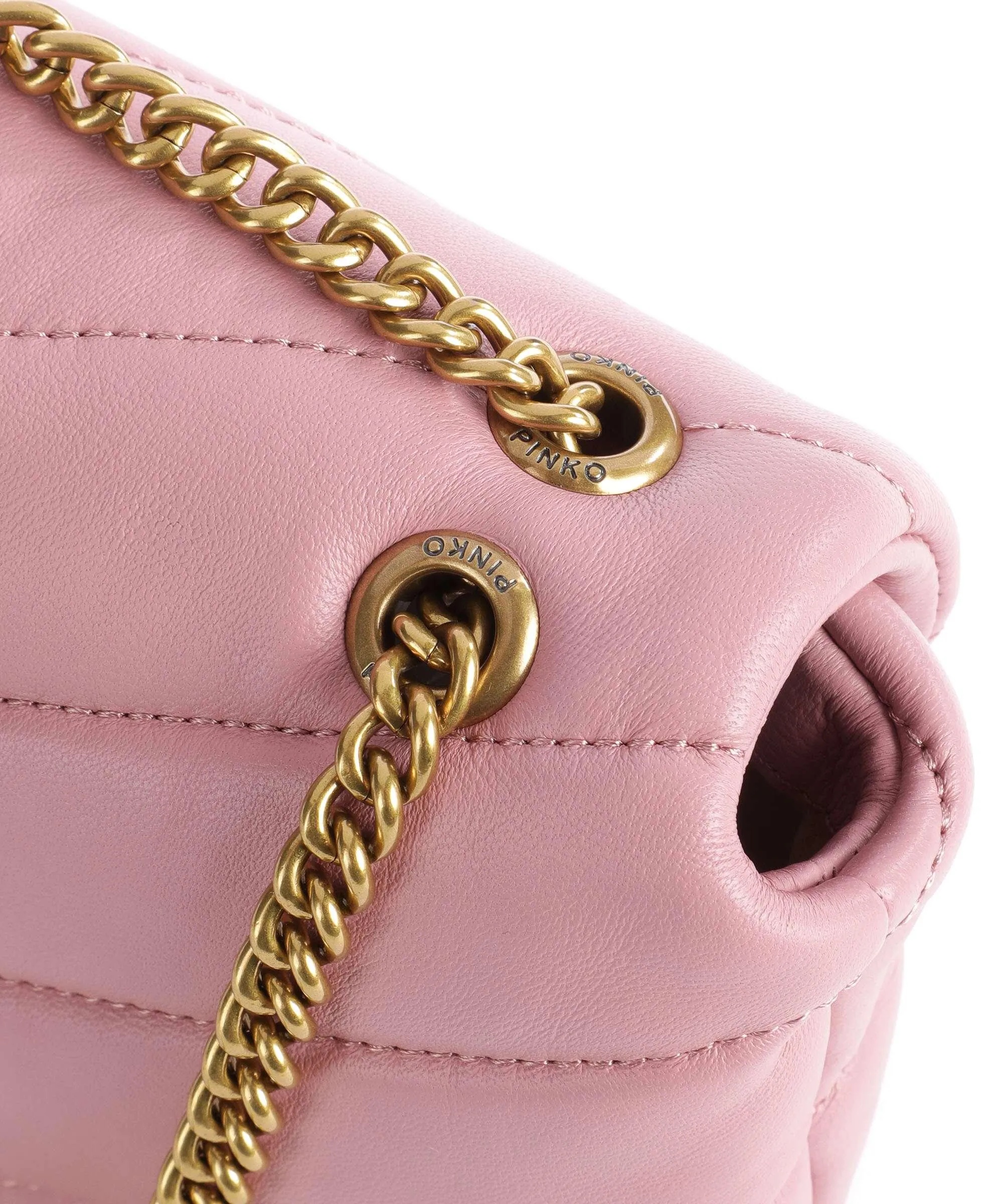  Pinko Love Puff Baby Borsa a spalla pelle di pecora rosa antico  