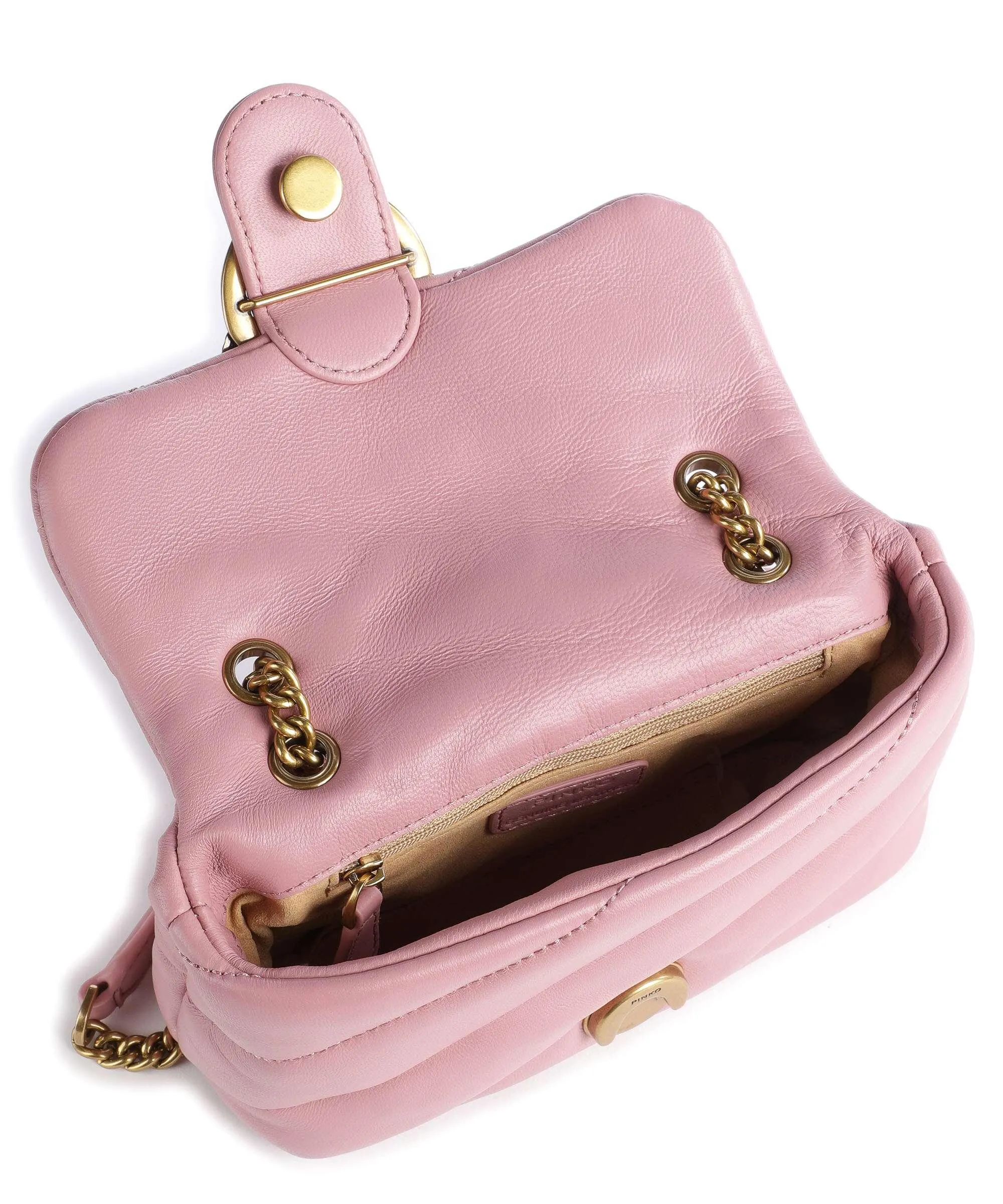  Pinko Love Puff Baby Borsa a spalla pelle di pecora rosa antico  
