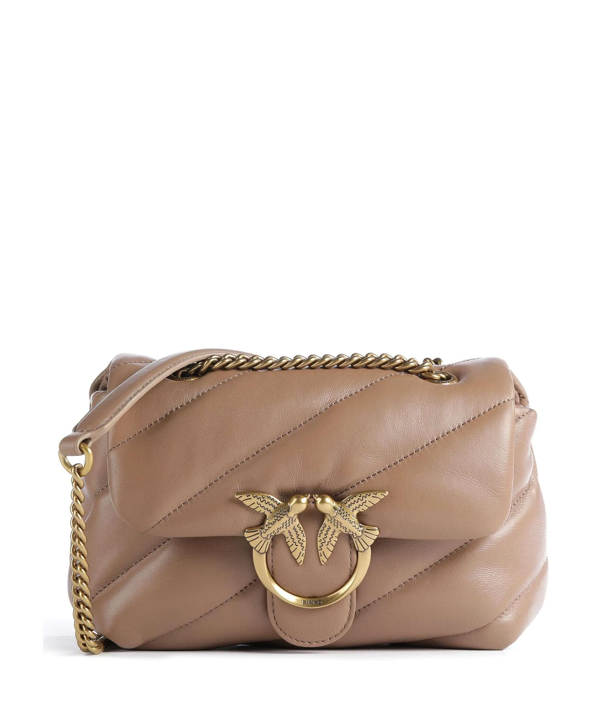  Pinko Love Puff Mini Borsa a spalla pelle di pecora marrone  
