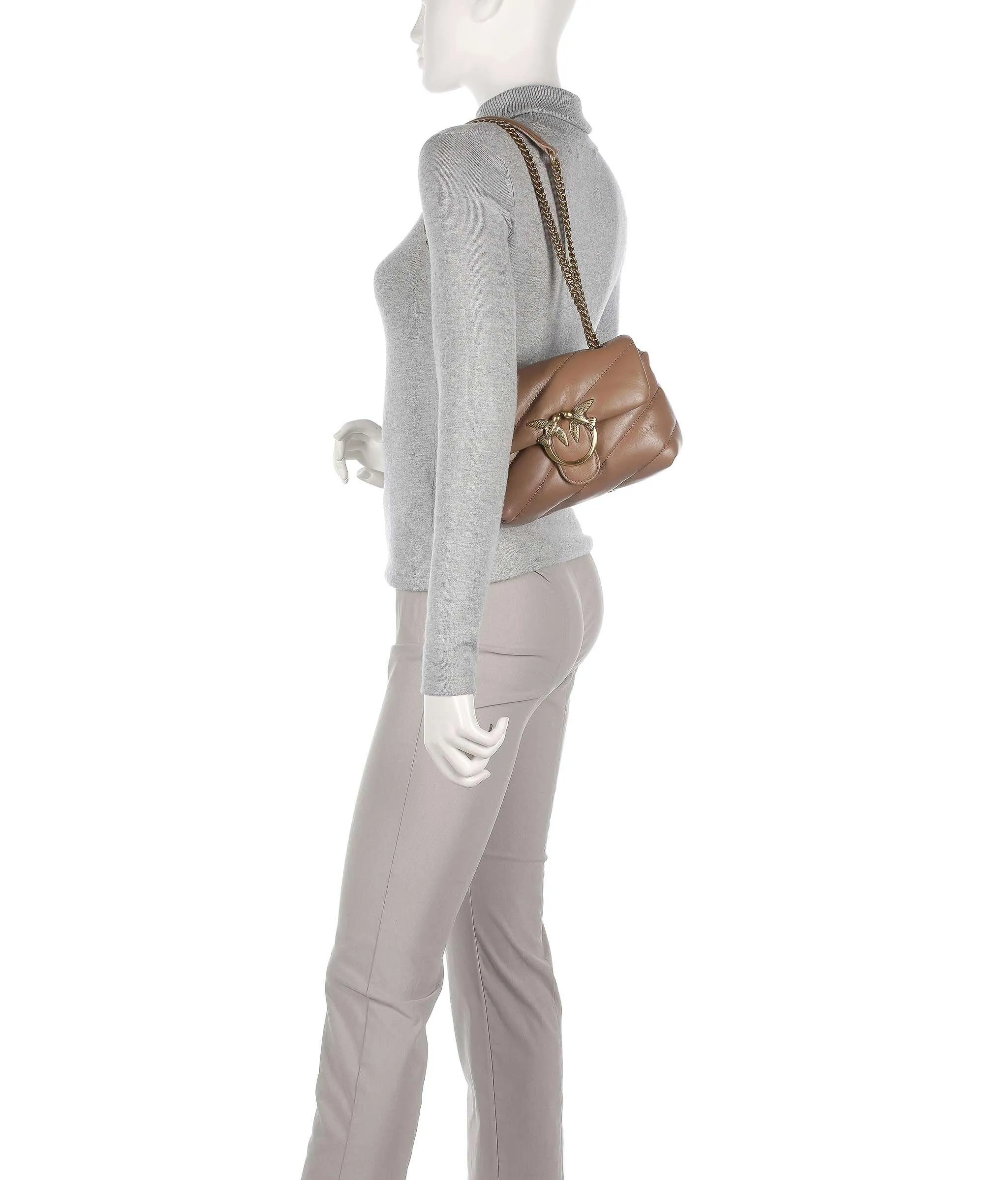  Pinko Love Puff Mini Borsa a spalla pelle di pecora marrone  