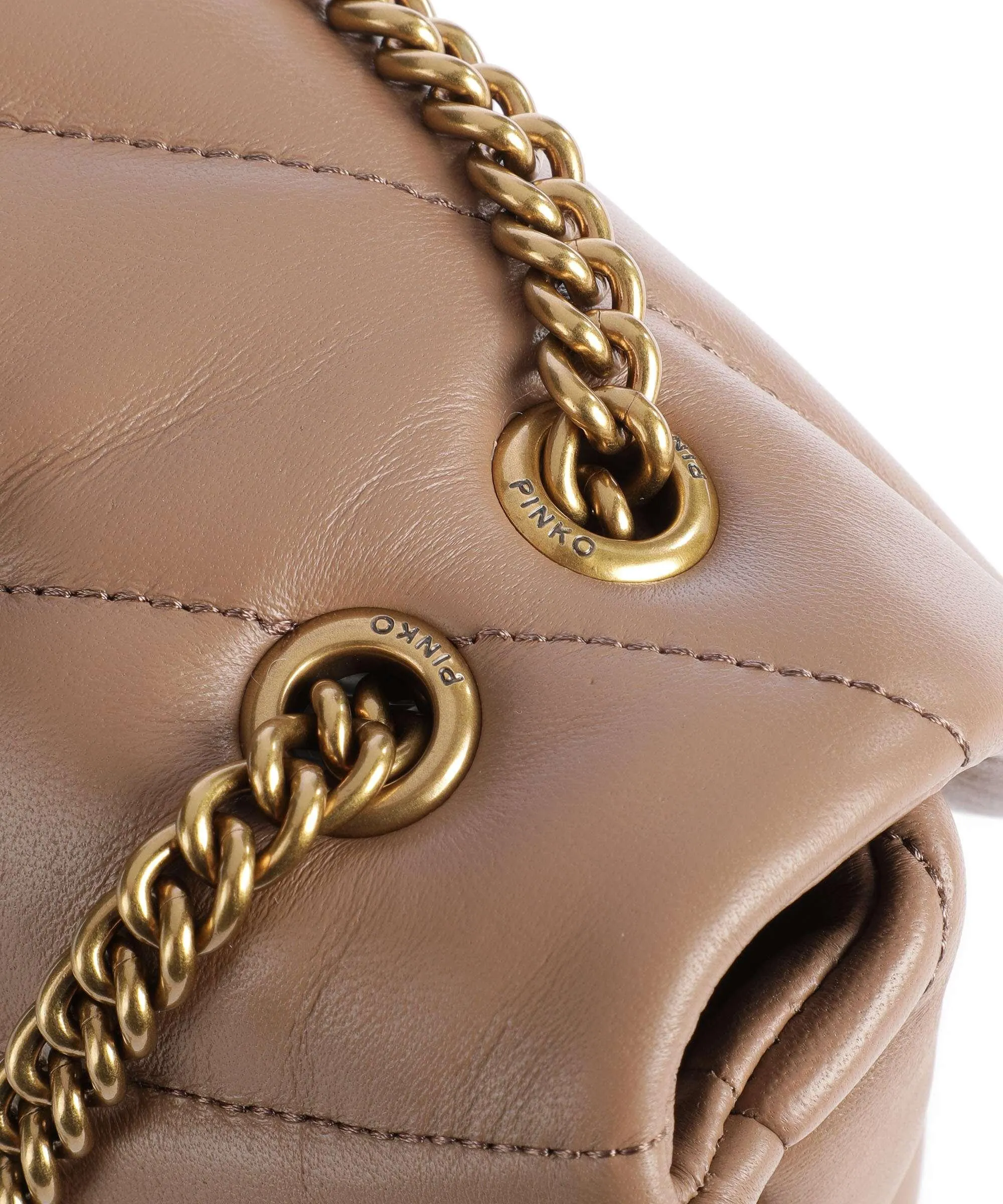  Pinko Love Puff Mini Borsa a spalla pelle di pecora marrone  