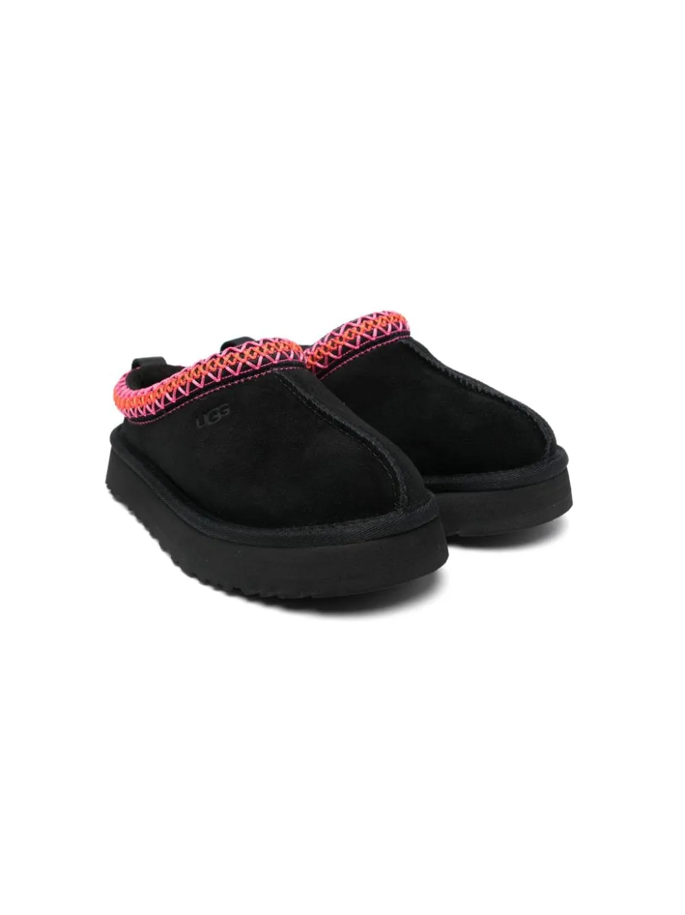 Slippers per bambina UGG Kids Tazz nere con bordo multicolore