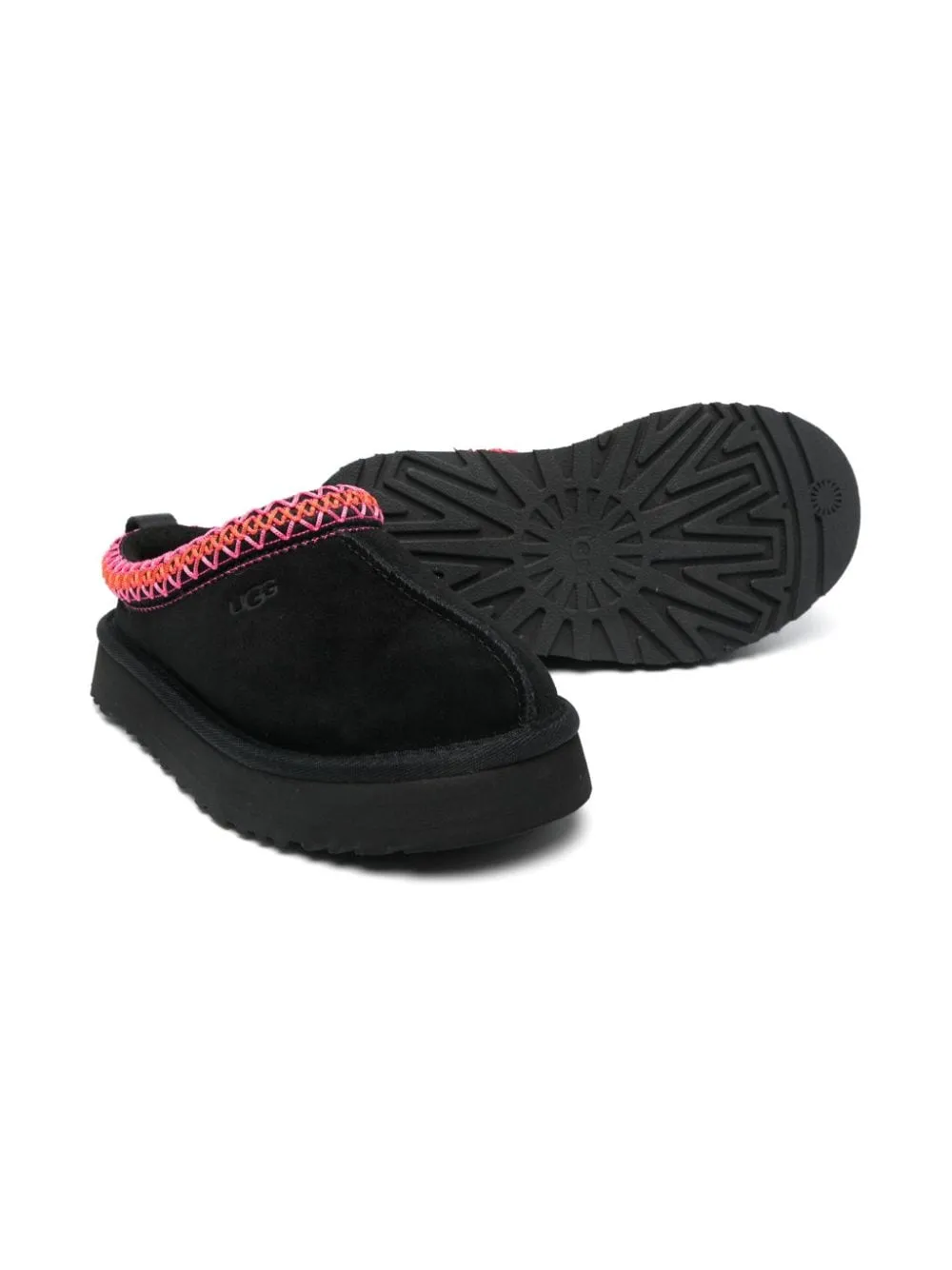 Slippers per bambina UGG Kids Tazz nere con bordo multicolore