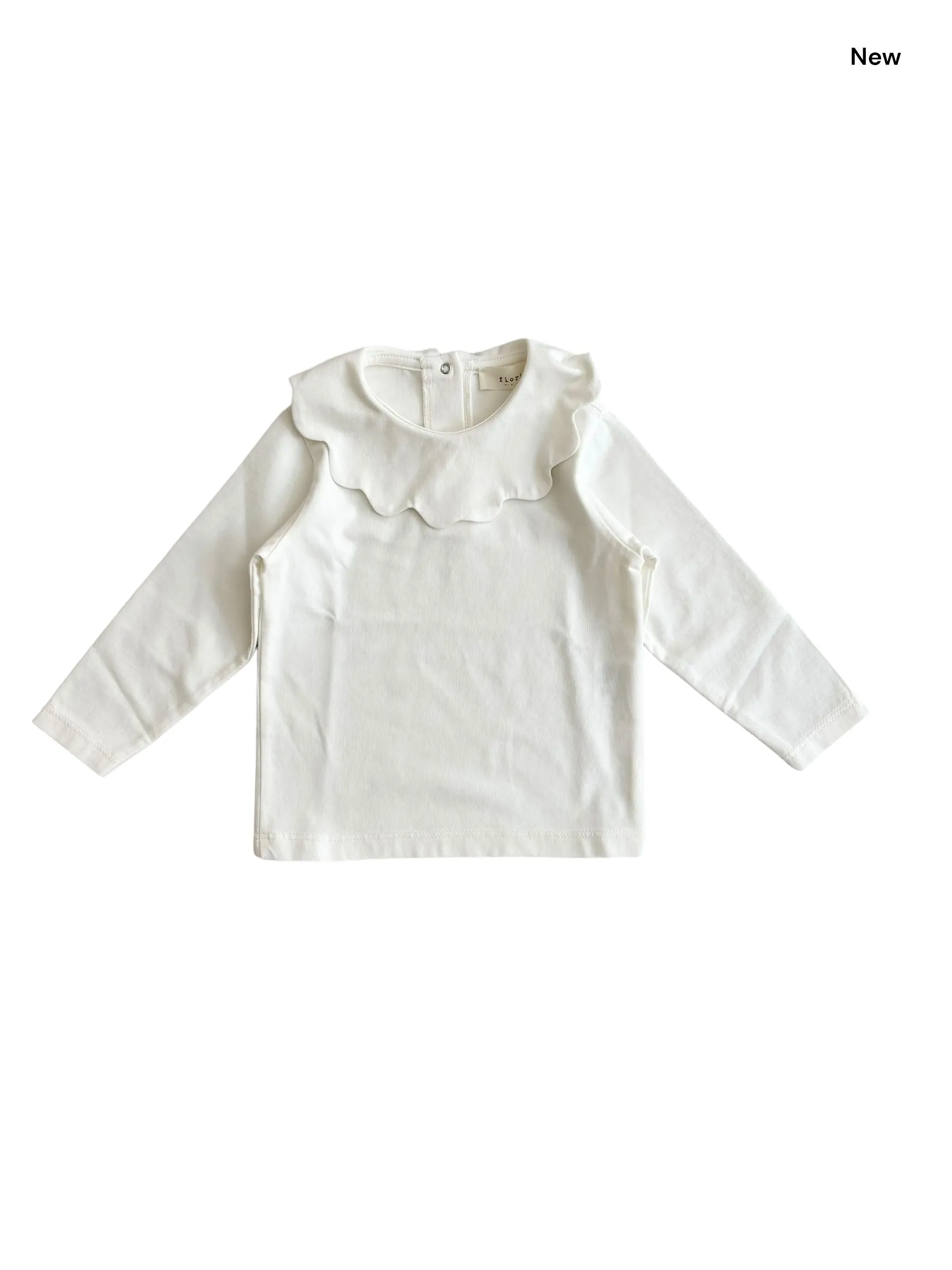 T-shirt panna con colletto per neonata