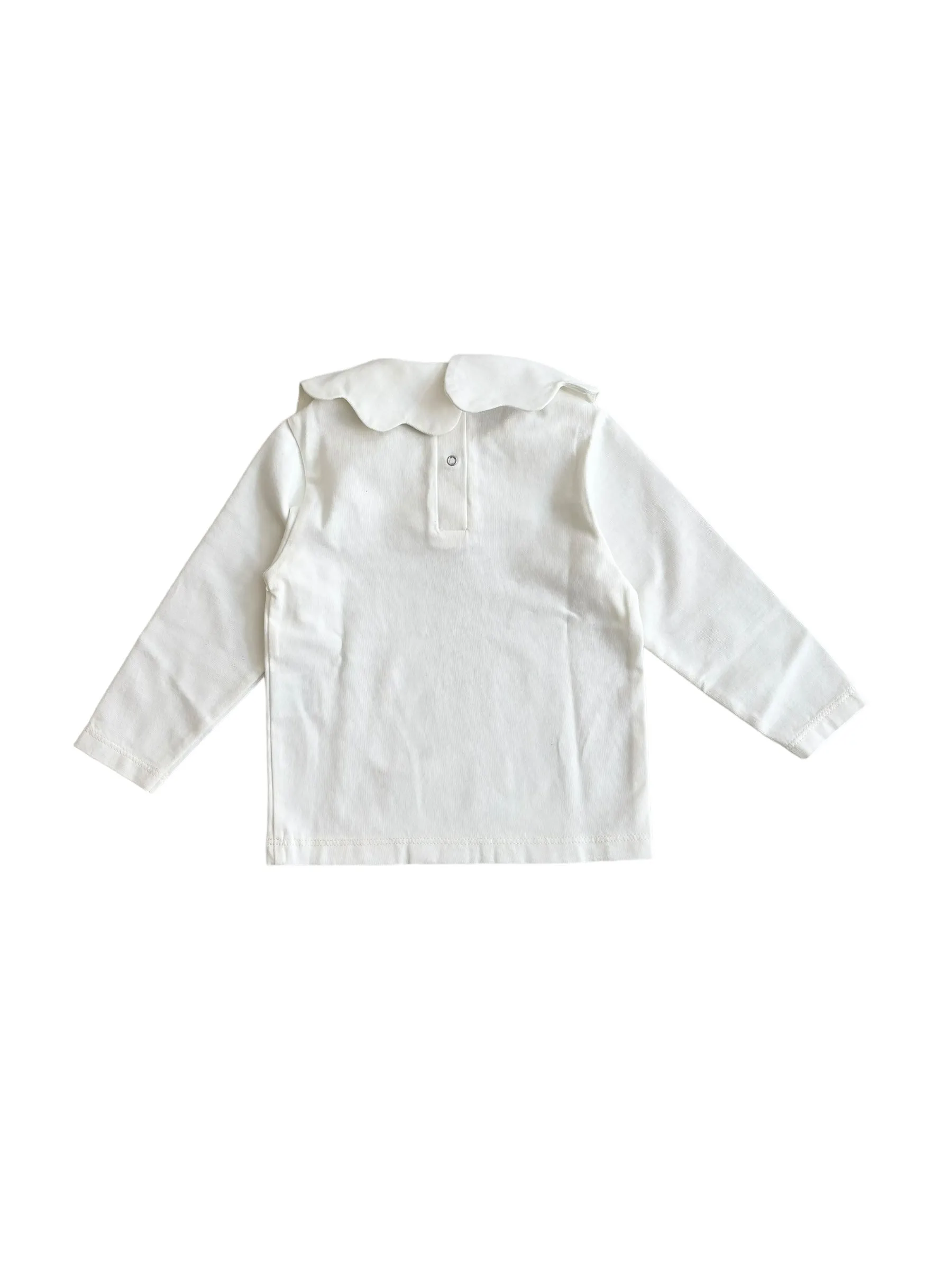 T-shirt panna con colletto per neonata