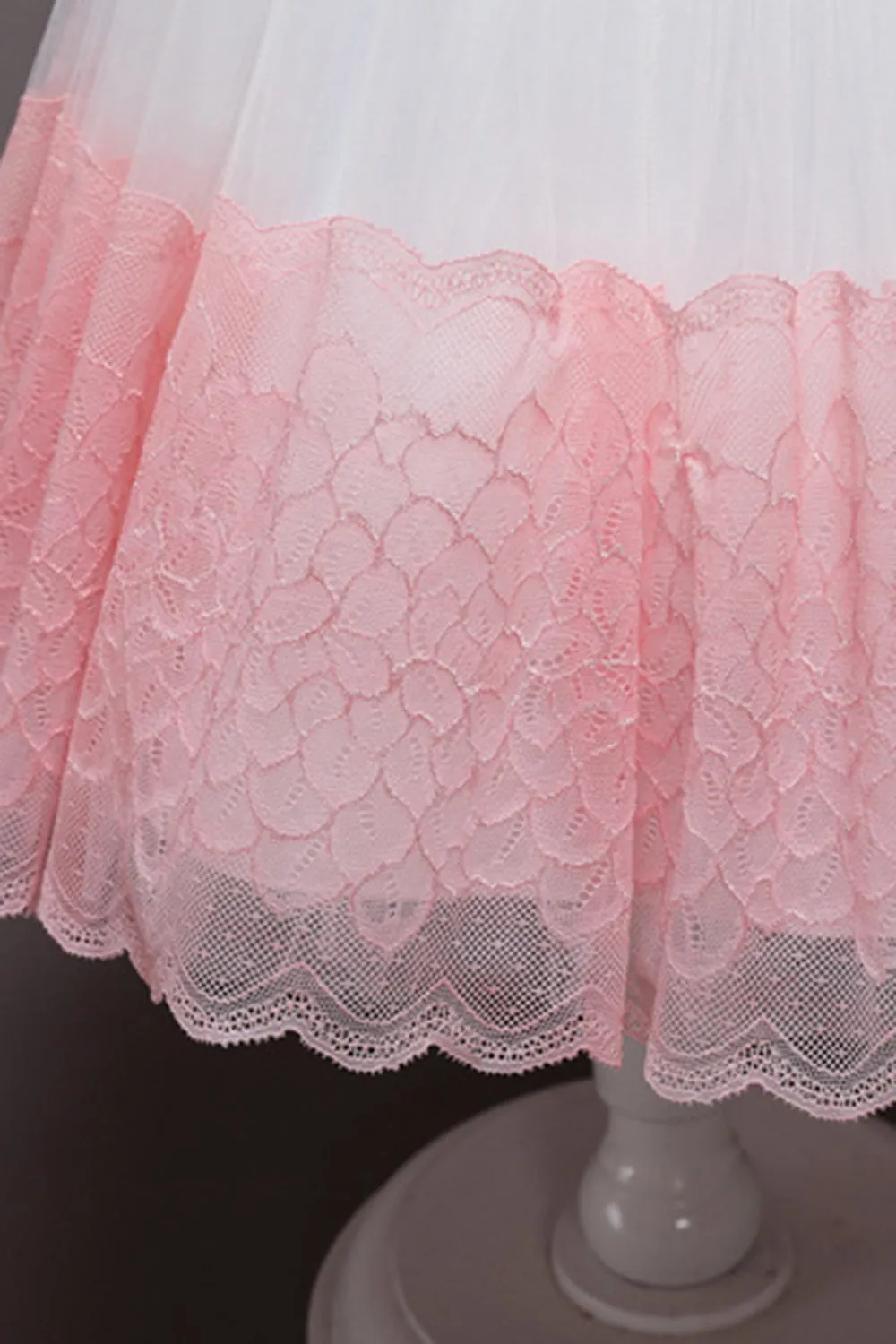 Vestito da ragazza in tulle di tulle fiore senza maniche rosa con fiocco
